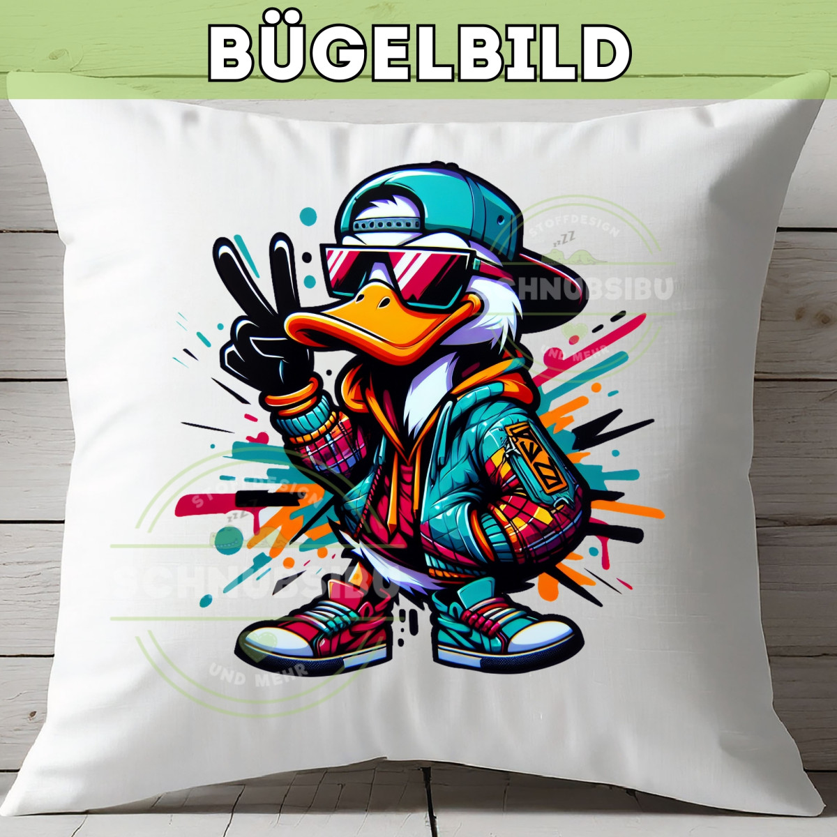 Bügelbild Graffiti Ente